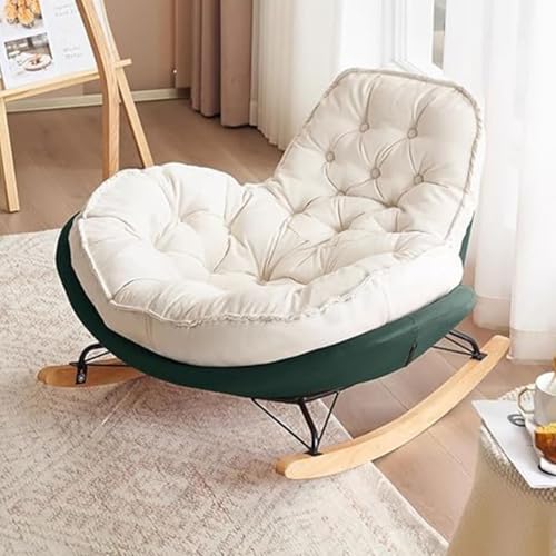 JIESOO Schaukelstuhl Moderner Schaukelstuhl Hirschledersamt mit Hoher Rückenlehne Drinnen Und Draußen Bequeme Entspannte Schaukelstühle Erwachsene for Wohnzimmer Schlafzimmer(Green) von JIESOO