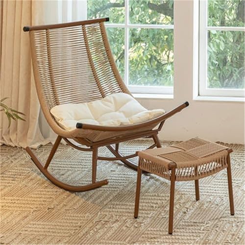 JIESOO Schaukelstuhl Terrasse Freien mit Fußstütze Perfekt for Wohnzimmer Schlafzimmer, Büro Garten Schaukelstuhl Innenbereich for Entspannen Und Komfort von JIESOO