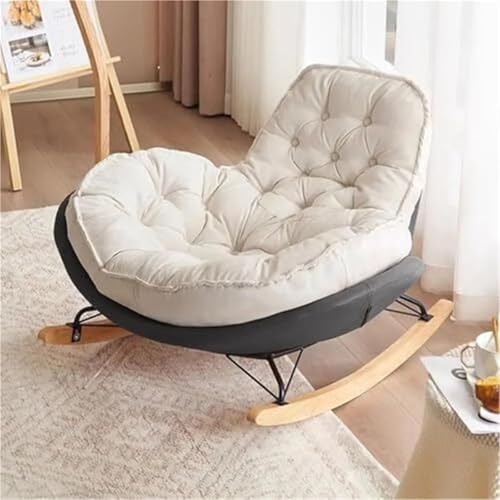 JIESOO Schaukelstuhl Wohnzimmer Modernes Hirschleder-Samtkissen, Bequem Und Entspannt for Schlafzimmer, Wohnzimmer, Innenbereich(Grey) von JIESOO