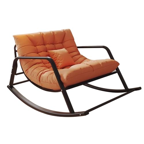 JIESOO Schaukelstuhl Mit Technischem Stoff Gepolstert - Gleiter Mit Hoher Rückenlehne für Wohnzimmer, Terrasse, Hinterhof, Balkon (Orange) von JIESOO