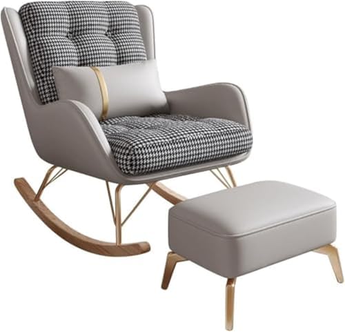 JIESOO Liegender Schaukelstuhl Wohnzimmer Schaukelstuhl Mit Fußhocker Entspannungssessel Balkon, Moderner Weicher Schlafsessel, Lesesessel for Lounge Wohnzimmer Schlafzimmer(Gray) von JIESOO