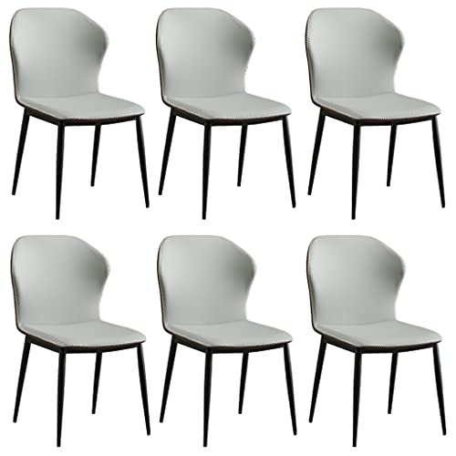 JIESOO Set 6 Esszimmerstühlen Modernen Design Wasserdichtes PU-Leder Gepolsterter Weicher Empfangsstuhl Mit Hoher Rückenlehne für Esszimmer Wohnzimmerstühle(Grey) von JIESOO