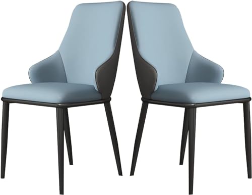 JIESOO Set Aus 2 Beistellstühlen, Esszimmerstühlen mit Rückenlehne + Weichem Sitz Metallbeinen Empfangsstühlen for Eck-Akzentstühle Im Theken-Lounge-Wohnzimmer (Color : Blue) von JIESOO