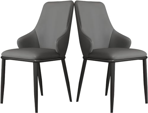 JIESOO Set Aus 2 Beistellstühlen, Esszimmerstühlen mit Rückenlehne + Weichem Sitz Metallbeinen Empfangsstühlen for Eck-Akzentstühle Im Theken-Lounge-Wohnzimmer (Color : Dark Grey) von JIESOO