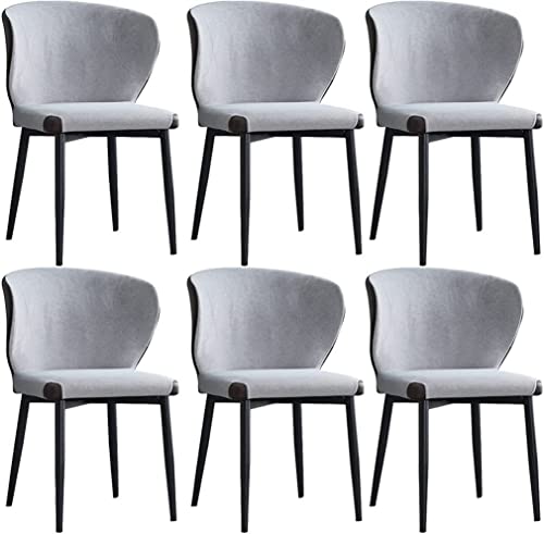 JIESOO Stoffgepolsterter Esszimmerstuhl 6er-Set, Küche Esszimmer Möbel Stühle für Büro Lounge Esszimmer Küche Schlafzimmer Mit Rückenlehne Schwarze Metallbeine(Grey) von JIESOO