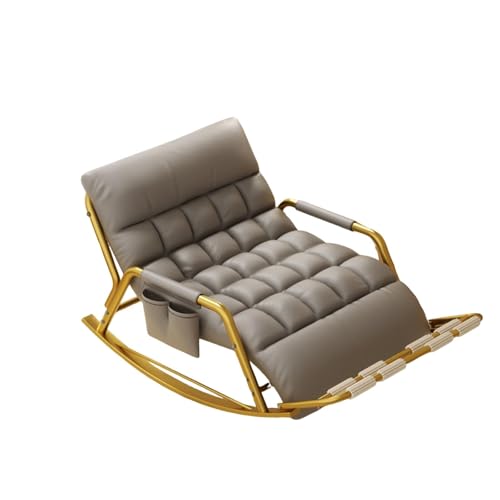 JIESOO Übergroßer Schaukelstuhl Wohnzimmer Mit Fünffach Verstellbarer Rückenlehne/Beinstütze for Balkone, Veranden Und Terrassen(Grey,Gold Tube) von JIESOO