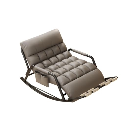 JIESOO Übergroßer Schaukelstuhl Wohnzimmer Mit Fünffach Verstellbarer Rückenlehne/Beinstütze for Balkone, Veranden Und Terrassen(Grey,Black Tube) von JIESOO