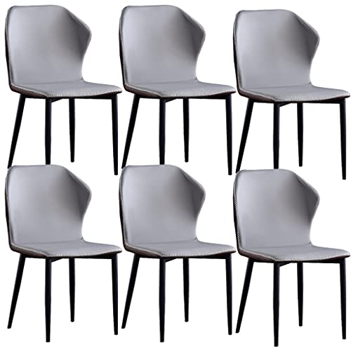 JIESOO Wasserdichtes PU-Leder Weich Gepolsterte Esszimmerstühle 6er-Set Modernes Design Rückenlehnenstuhl Für Büro-Lounge Esszimmer Küche Schlafzimmer(Grey) von JIESOO
