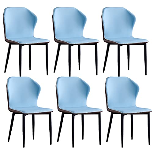 JIESOO Wasserdichtes PU-Leder Weich Gepolsterte Esszimmerstühle 6er-Set Modernes Design Rückenlehnenstuhl Für Büro-Lounge Esszimmer Küche Schlafzimmer(Light Blue) von JIESOO