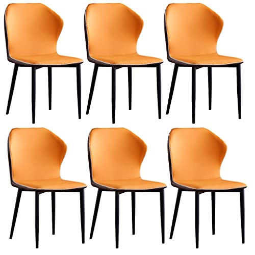 JIESOO Wasserdichtes PU-Leder Weich Gepolsterte Esszimmerstühle 6er-Set Modernes Design Rückenlehnenstuhl Für Büro-Lounge Esszimmer Küche Schlafzimmer(Orange) von JIESOO