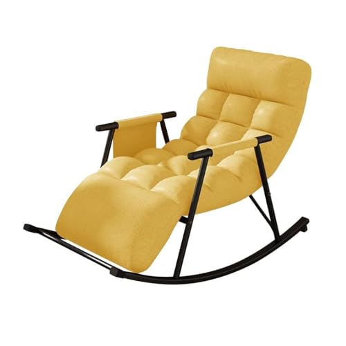 JIESOO Wohnzimmer-Schlafzimmer-Liegestuhl Moderner Glider-Schaukelstuhl Lounge-Sofa-Stuhl, Sessel Mit Seitentaschen, Liege- Oder Schlafstuhl (Color : Yellow B) von JIESOO