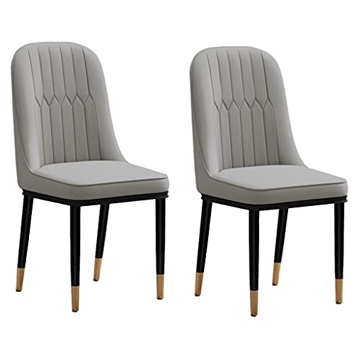 JIESOO wasserdichte Esszimmerstühle PU-Leder 2er-Set Gepolsterte Rückenlehne Mit Metallbeinen Für Lounge-Esszimmer Küche Schlafzimmer(Orange+Gray) von JIESOO