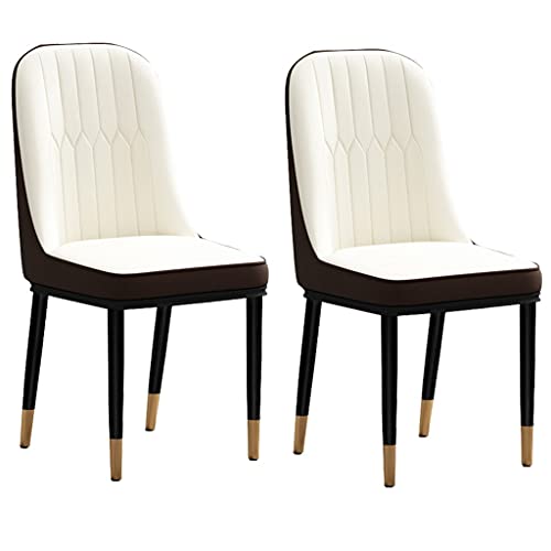 JIESOO wasserdichte Esszimmerstühle PU-Leder 2er-Set Gepolsterte Rückenlehne Mit Metallbeinen Für Lounge-Esszimmer Küche Schlafzimmer(White+Brown) von JIESOO
