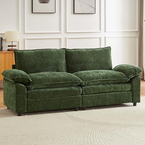 JIEXI Ecksofa Mit Schlaffunktion, Sofas Und Couchs, Modulares Ecksofa, Wohnlandschaft U Form, L Form Eckcouch, Für Couch Wohnzimmer Schlafzimmer Büro Wohnung, Chenille-Stoff 204 x 75 cm von JIEXI