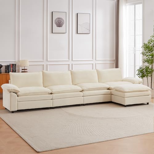 JIEXI Ecksofa Mit Schlaffunktion, Sofas Und Couchs, Modulares Ecksofa, Wohnlandschaft U Form, L Form Eckcouch, Für Couch Wohnzimmer Schlafzimmer Büro Wohnung, Chenille-Stoff 373 x 132 cm von JIEXI