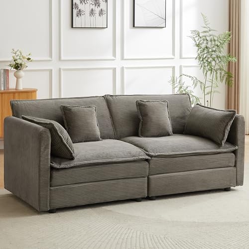 JIEXI Ecksofas Und Couchs, Ecksofa Mit Schlaffunktion, Modulares Ecksofa, Wohnlandschaft U Form, L Form Eckcouch, Für Couch Wohnzimmer Schlafzimmer Büro Wohnung Corduroy Fabric, 196 x 91cm von JIEXI