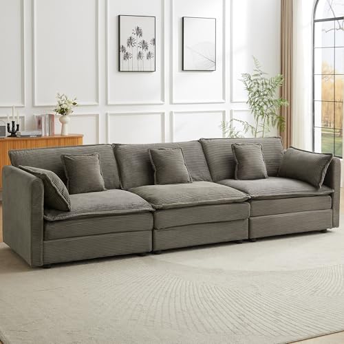 JIEXI Sofas Und Couchs, Sofa Mit Schlaffunktion, Modulares Ecksofa, Wohnlandschaft U Form, L Form Eckcouch, Für Couch Wohnzimmer Schlafzimmer Büro Wohnung Corduroy Fabric, 285 x 91cm von JIEXI