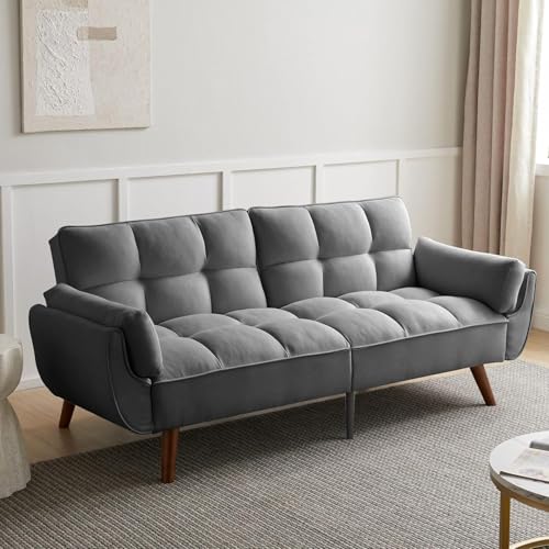 JIEXI Sofa 3 Sitzer Schlafsofa mit Schlaffunktion, Klappsofa Sofa 3 Sitzer, Schlafsofa 190x75cm, Bequemes Geeignet Für Wohnzimmer, Zimmer, Schlafzimmer (Dunkel Grau) von JIEXI
