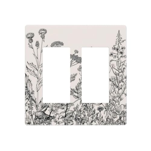 Country Vintage Wildflower Floral Flower 2-Gang Double GFCI-Dekorateur Wippen-/Dekorateur Lichtschalter-Abdeckung, dekorative Steckdose, Wandplatte, elektrische Blende, schraubenlos von JIEXUTE