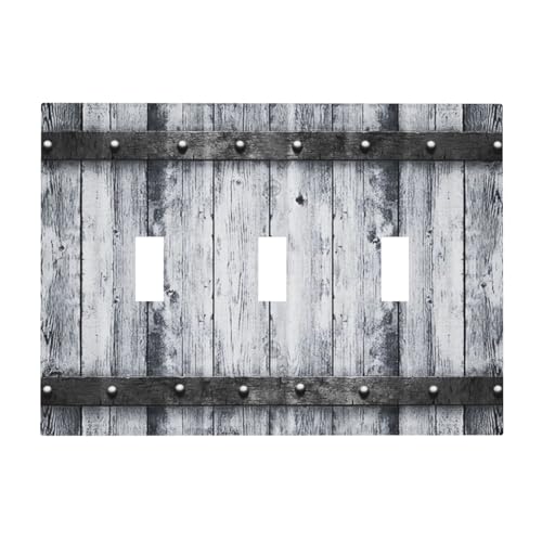Lichtschalterplatte aus Holz, 3-Gang-Lichtschalterplatte, dekorative Dreifach-Kipp-Wandplatte, Abdeckung für elektrische Frontplatte, Blau / Grau von JIEXUTE