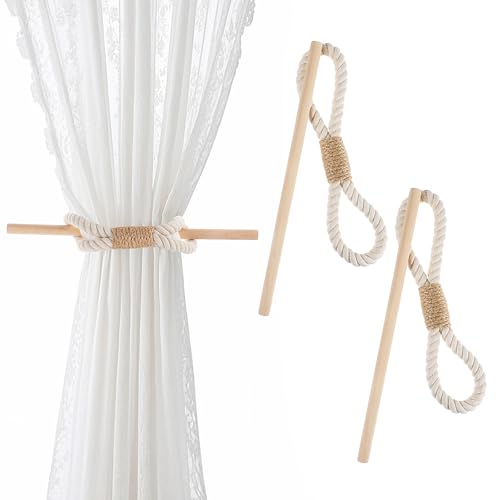 JIEYAO Vorhang-Raffhalter aus Hanfseil und Holz,2 Pcs Bauernhof Vorhang Tiebacks für Vorhänge Bauernhofdekoration Boho-Dekoration JIEYAO Vorhang-Raffhalter aus Hanfseil und Holz,2 Pcs Bauernhof Vorhang Tiebacks für Vorhänge Bauernhofdekoration Boho-Dekoration von JIEYAO