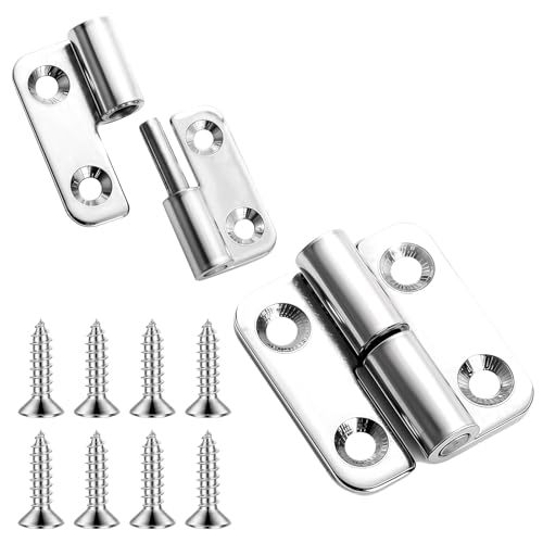 JIEYAO Abnehmbares Scharnier 1.5 Inch, 2 Stück Edelstahl 304 Türscharniere Aufschraubband mit Schrauben Türband Klein Flaggenscharniere Klappbar Möbelscharniere für Rechtshänder von JIEYAO