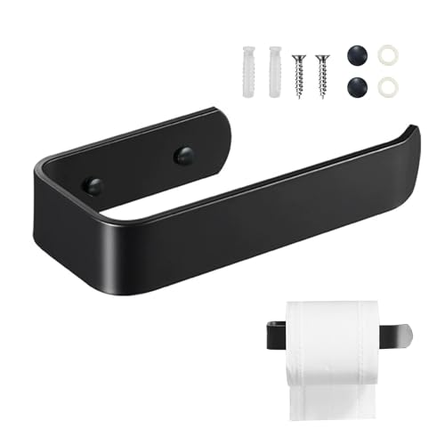 JIEYUCHU Toilettenpapierhalter Ohne Bohren, Klopapierhalter Rollenhalter, Rostfrei Toilettenpapierhalter, Papierhalter Klorollenhalter für Toilette Badezimmer Küche, Einfaches Design (Schwarz) von JIEYUCHU