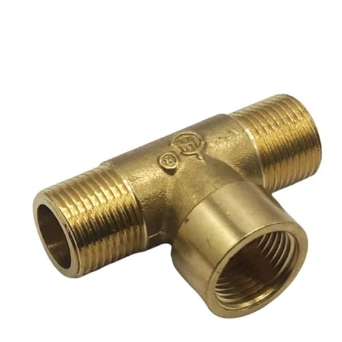 JIEYUZYUO 1 Stück Messing-Rohrverschraubung, Bsp-Außengewinde, Innengewinde Gerader Winkel, 3-Wege-4-Wege-Stecker, Mutterdichtung, Messing-Adapterkupplung/Tee-Mfm/1/4" von JIEYUZYUO