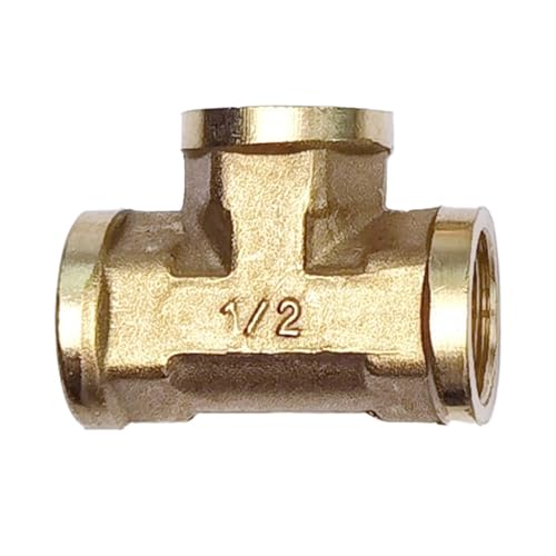 JIEYUZYUO 1 Stück Pneumatische Messingrohrverschraubung Außen-/Innengewinde 1/8" 1/4" 3/8" 1/2" Bsp T-Stück Kupferfittings Wasser Öl Gas Adapter/Female-F-F/1.2Inch von JIEYUZYUO