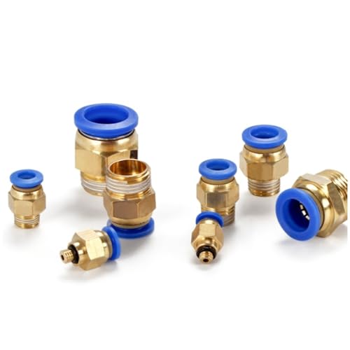 JIEYUZYUO 100 Stück Pneumatische Schnellverbinder (Pc-Typ), Gerader Messing-Schlauchadapter Zum Verbinden Von Rohren, 1/4"-Gewinde/Pc12-01/ Size von JIEYUZYUO