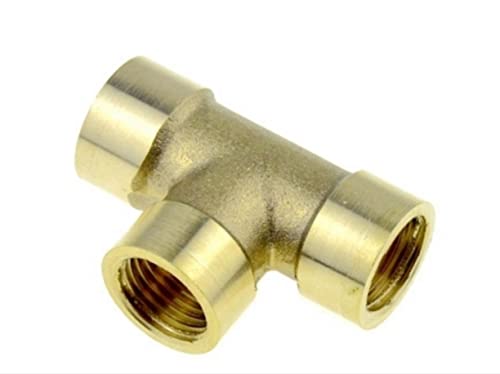 JIEYUZYUO Messing-Rohrverschraubung, T-Stück 2-Wege-/3-Wege-Kupfer-Adapter Für Wasser-, Gas- Und Ölrohre Mit Innengewinde (1/8" 1/4" 3/8" 1/2" 3/4")/Pe-F/1/4" von JIEYUZYUO