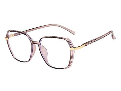 JIEYUZYUO Modische Große Quadratische Lesebrille Mit Blaulichtfilter Für Männer Und Damen, Blendschutz Gegen Augenüberanstrengung/Brown/1.5 * von JIEYUZYUO