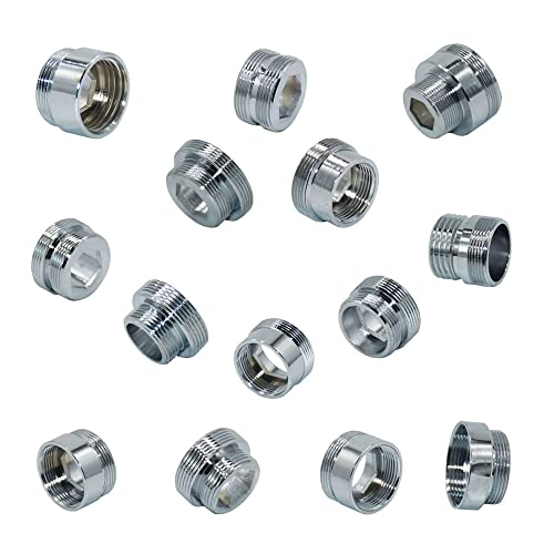 JIEYUZYUO Silver 1/2"; M16 M17 M18 M19 M20 M22 M24 M28 M32 Thread Connector Brass For Faucet Conversion Repair Tap Adapter 1Pc/Sier/No 7 von JIEYUZYUO