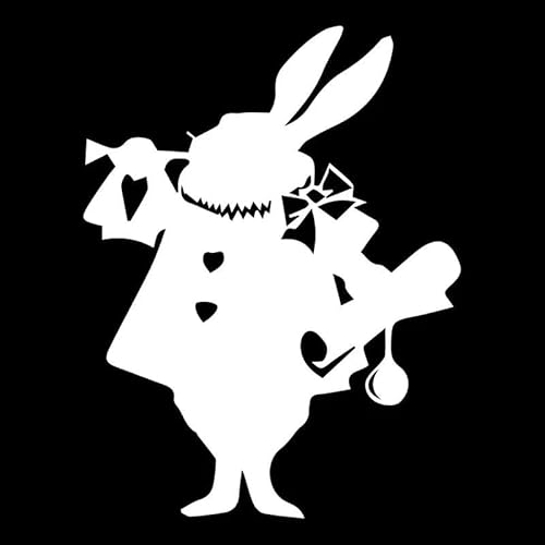 JIFENLI Autoaufkleber 13,7 cm * 17,8 cm Alice Im Wunderland Kaninchen Mode Auto Styling Aufkleber Aufkleber Schwarz/Silber JIFENLI Autoaufkleber 13,7 cm * 17,8 cm Alice Im Wunderland Kaninchen Mode Auto Styling Aufkleber Aufkleber Schwarz/Silber von JIFENLI