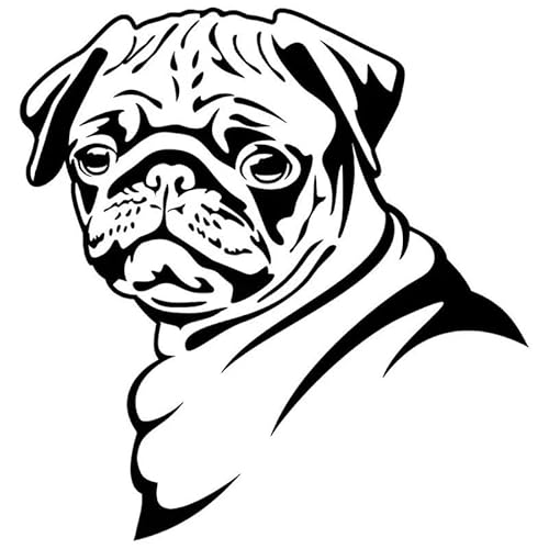 JIFENLI Autoaufkleber 13,8 * 14,5 CM Mops Hund Auto Aufkleber Lustige Niedliche Vinyl Aufkleber Auto Styling Stoßstange Zubehör Schwarz/Silber von JIFENLI