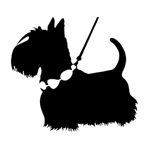 JIFENLI Autoaufkleber 14,2X12,9CM Niedliche Scottish Terrier Hund Welpe Haustier Tier Vinyl Aufkleber Auto Aufkleber Schwarz/Silber von JIFENLI