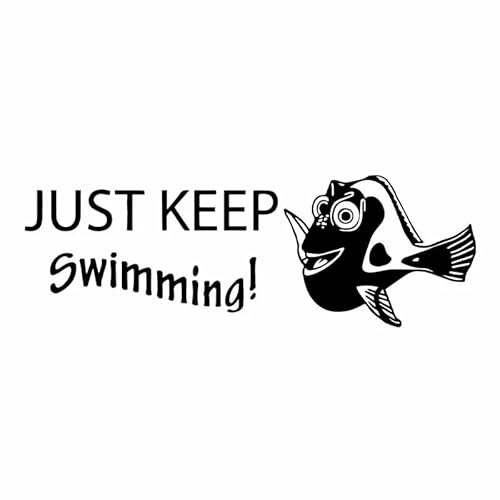 JIFENLI Autoaufkleber 18,1 cm * 6,1 cm Vinyl Aufkleber Auto Aufkleber Findet Nemo Dory Schwimmen einfach weiter Fisch Aufkleber schwarz/silber von JIFENLI