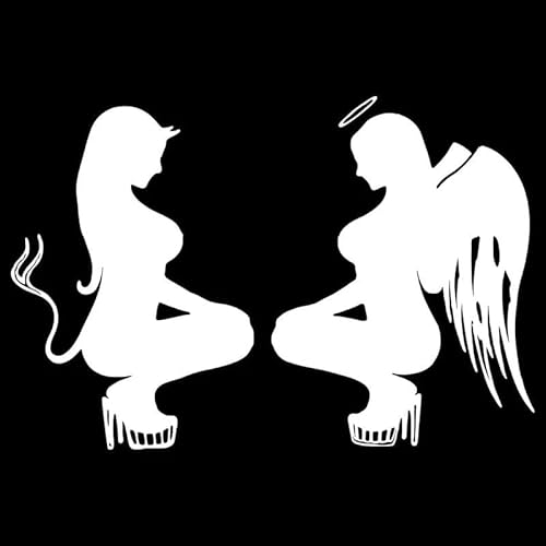 JIFENLI Autoaufkleber 18 * 12,2 CM Sexy Engel Teufel Vinyl Auto Aufkleber Kreative Windschutzscheibe Dekorative Aufkleber Zubehör Schwarz/Silber JIFENLI Autoaufkleber 18 * 12,2 CM Sexy Engel Teufel Vinyl Auto Aufkleber Kreative Windschutzscheibe Dekorative Aufkleber Zubehör Schwarz/Silber von JIFENLI