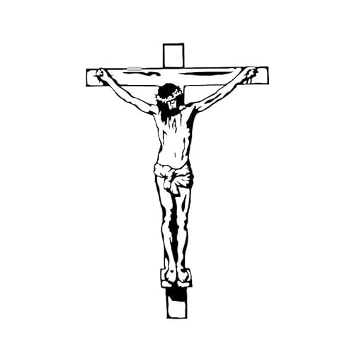 JIFENLI Autoaufkleber 9 cm * 13,7 cm Jesus Kreuz Vinyl Glas Auto Fenster Aufkleber Kruzifix Aufkleber Schwarz/Silber von JIFENLI