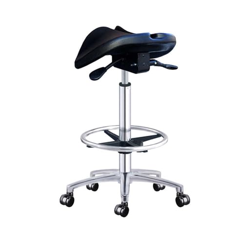 JIFGWBSP Sattelhocker, 360° Beweglicher Arbeitsstuhl, Höhenverstellbarer Drehhocker, for Friseursalon/Schönheitssalon/Büro, Einfache Installation(Height 65-85CM) von JIFGWBSP