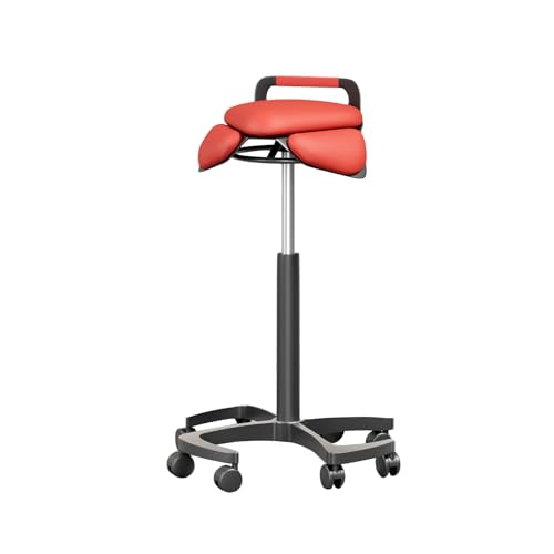 JIFGWBSP Sattelhocker, Verstellbarer Drehhocker, Beweglicher Korrekturstuhl, Geeignet for Bar/Schreibtisch/Stehtisch, Belastbar 150 Kg(Red) von JIFGWBSP