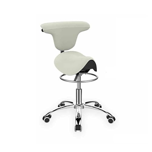 JIFGWBSP Sattelhocker,Hebbarer Drehhocker,Orthopädischer 360°-Stuhl Mit Riemenscheiben,Für Zuhause/Büro/Schönheitssalon,Einfach Zu Montieren(White) von JIFGWBSP