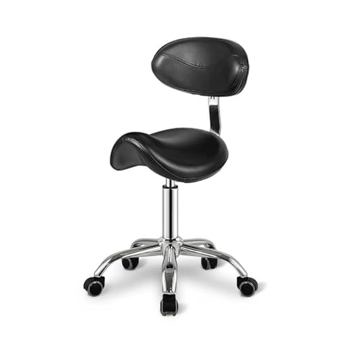 JIFGWBSP Sattelhocker,Höhenverstellbarer Drehhocker,Beweglicher Sattelstuhl Mit Rückenlehne,Für Home-Office-Schönheitssalon-Friseursalon(Black) von JIFGWBSP
