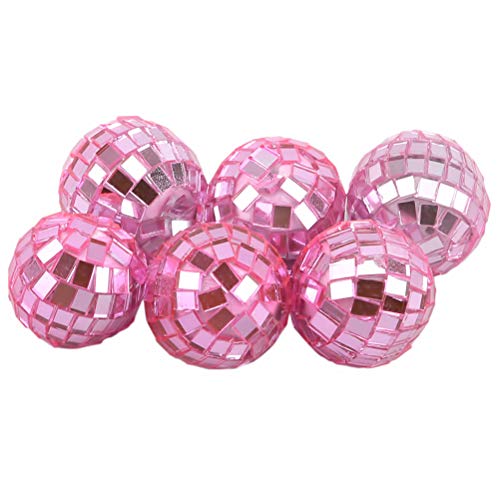 JIFNCR 6 PCS/Set Disco-Spiegel-Ball Reflektierende Spiegel-Ball-Silber Kugeln Spiegel Weihnachtskugel Weihnachtsdekoration Weihnachtsverzierungen Disco-Spiegel-Ball-Dekorationen, Rosa 3cm von JIFNCR