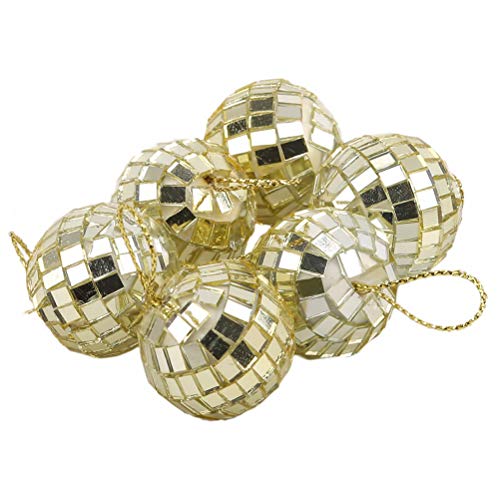 JIFNCR 6 PCS/Set Disco-Spiegel-Ball Reflektierende Spiegel-Ball-Silber Kugeln Spiegel Weihnachtskugel Weihnachtsdekoration Weihnachtsverzierungen Disco-Spiegel-Ball-Dekorationen, golden 3cm von JIFNCR