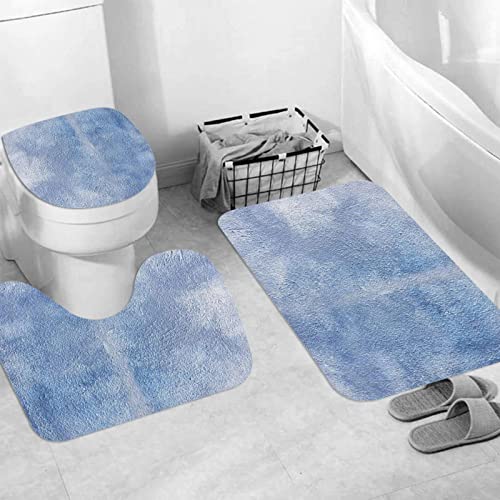 Badteppich 3 Stück Weiche saugfähige Badematten,Blauer Schlaganfall gewaschener Tinten-Regenbogen, der abstrakte Form-Pinselstri,Rutschfeste Badematte Teppiche & Toilettendeckelabdeckung Set Waschbar Badteppich 3 Stück Weiche saugfähige Badematten,Blauer Schlaganfall gewaschener Tinten-Regenbogen, der abstrakte Form-Pinselstri,Rutschfeste Badematte Teppiche & Toilettendeckelabdeckung Set Waschbar von JIFOME