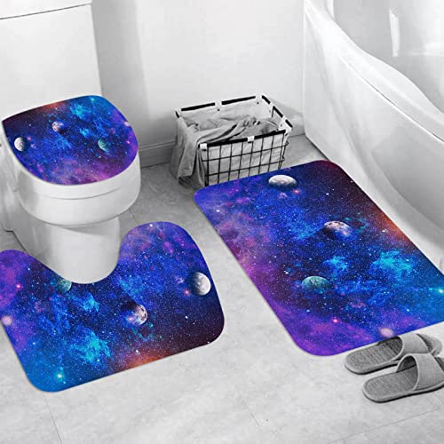 Badteppich 3 Stück Weiche saugfähige Badematten,Schöner Nebel, Sterne und Galaxien. Elemente dieses Bildes, bereitgestellt von d,Rutschfeste Badematte Teppiche & Toilettendeckelabdeckung Set Waschbar von JIFOME