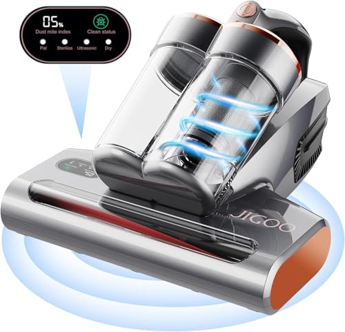 JIGOO S300 Pro Milbensauger mit Staubmilben-Sensor und Intelligente LED-Anzeige, 500W Milbenstaubsauger mit UV-Licht, Für Allergiker, entfernt 99,9% der Allergene, für Matratzen, Betten, Sofas von JIGOO