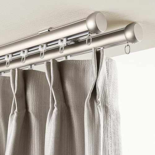 Deckenmontage Aluminium Decken Vorhangschienensystem Schwerlast Einzelstange 1-5m, Raumteiler, rostfreies Schiebe Decken Vorhangschiene for Fenster(Gray,4.9m(16.1ft)) von JIHAJU
