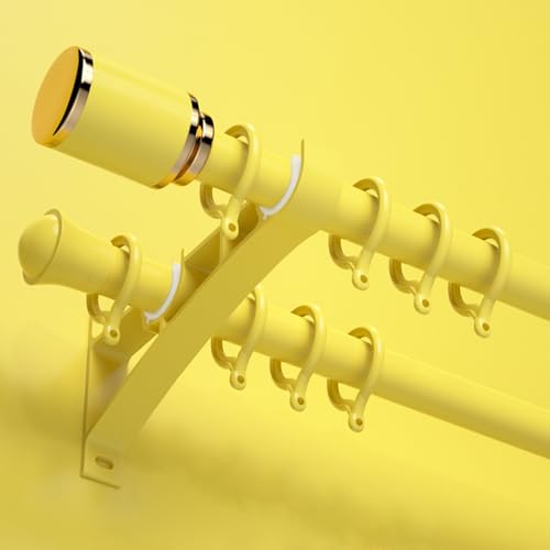 Doppelte Vorhangschiene Wandmontage Aluminium-Schienenset for Vorhänge Doppelschienensystem for Wohnzimmer/Schlafzimmer/Hotel Raumteiler(Giallo,1.2m(3.9ft)) von JIHAJU